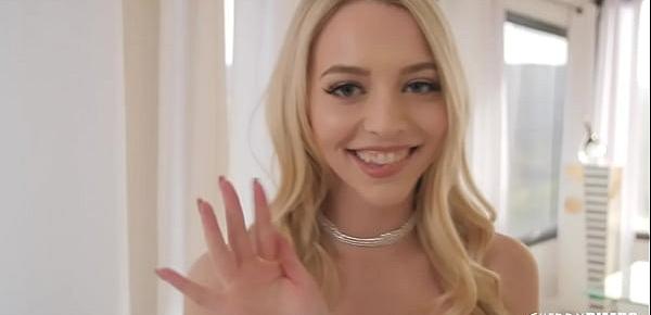  Natural Blonde Teen Lily Larimar Strips Her Lingerie and Fingers Her Shaved Pussy Before Masturbating With Her Dildo